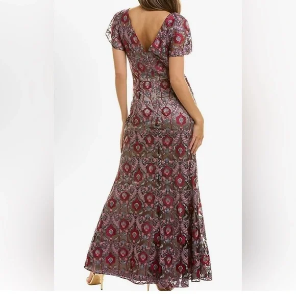 Elegant Purple Patterned Women's Dress - Picture 2 of 10